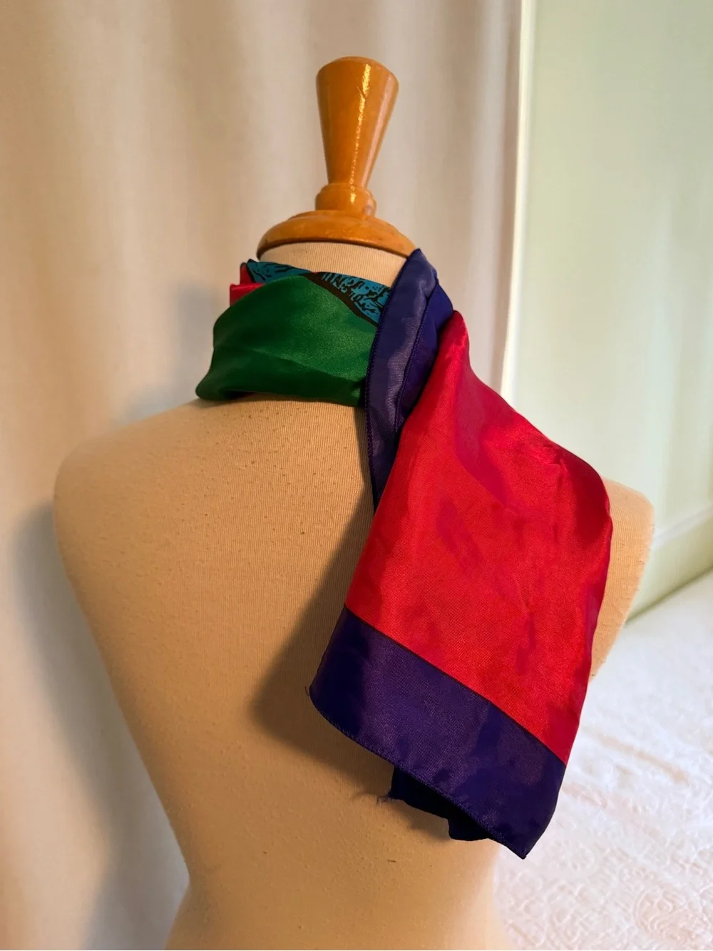 Vintage Silk Scarf - Fuchsia, Blue & Purple